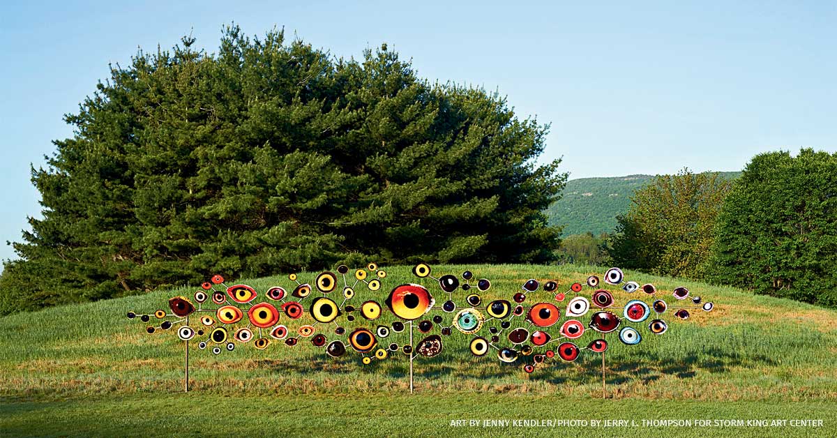 An image of Birds Watching by Jenny Kendler at Storm King Art Center in the Hudson Valley.