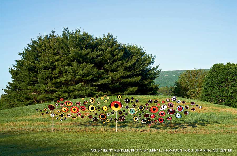 An image of Birds Watching by Jenny Kendler at Storm King Art Center in the Hudson Valley.