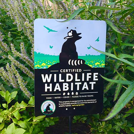 Certify a Wildlife Habitat sign posted in the ground